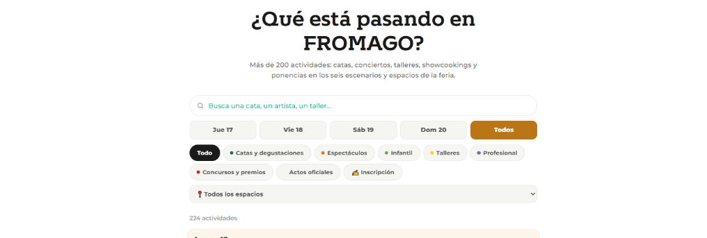 Buscador de actividades en móvil